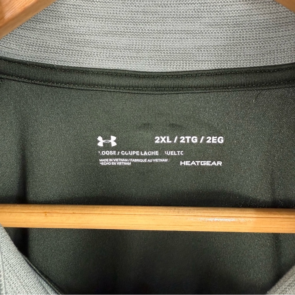 Under Armour Men's Olive Loose Fit Heatgear Half Zip Long sleeve Shirt Sz 2XL - Picture 4 of 6